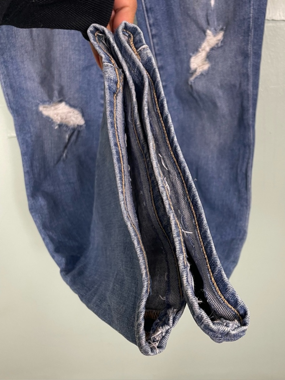 Paige High Rise Bell Canyon Jeans Flare Denim Blue Women Sz 27 Distressed - Picture 6 of 9